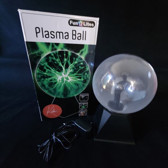 Vintage Glass Plasma Ball Globe Light Lamp 10" Tall Touch & Sound Activate Green - Picture 2 of 9